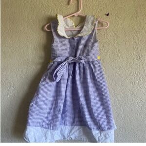Blueberi Boulevard Girls Purple Gingham Floral Dress‎ Size 5 Easter Spring